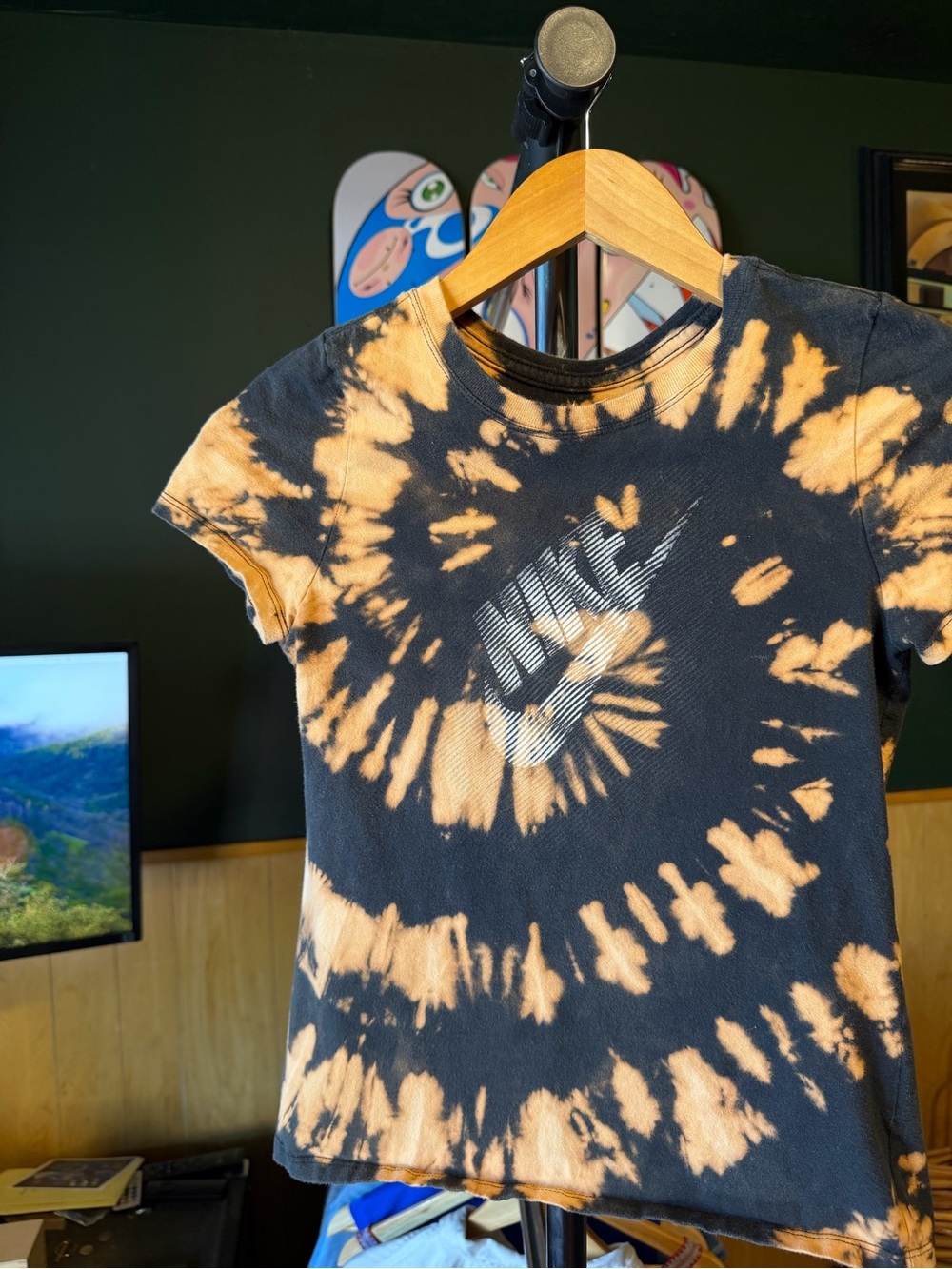 Nike Kids Tie-Dye Custom Bleach Design Short Sleeve Tee